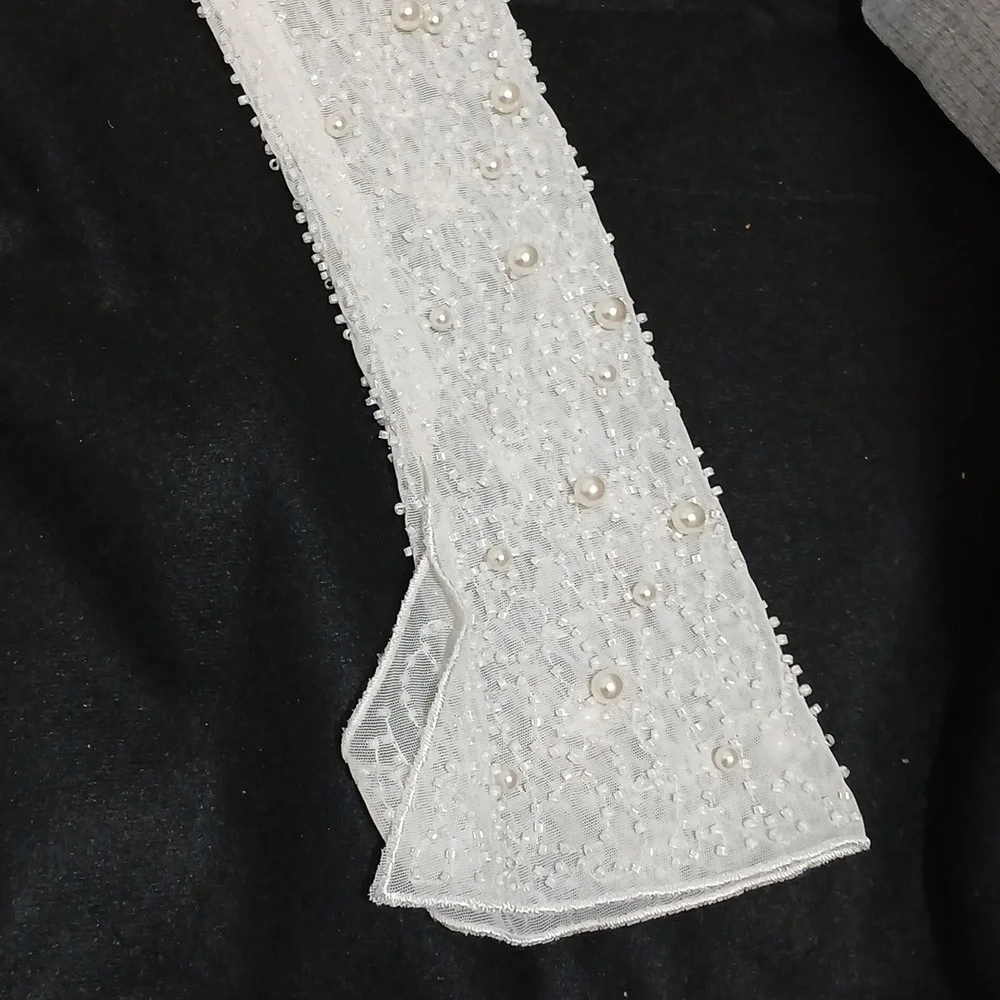 Oh Polly ST. Germain Embellished Long-Sleeve Mini White Dress Sz 0 - Picture 9 of 10